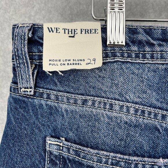 We the Free People Moxie Low Slung Pull On Barrel Jeans Size 29 Dark Romance NEW - Picture 6 of 15